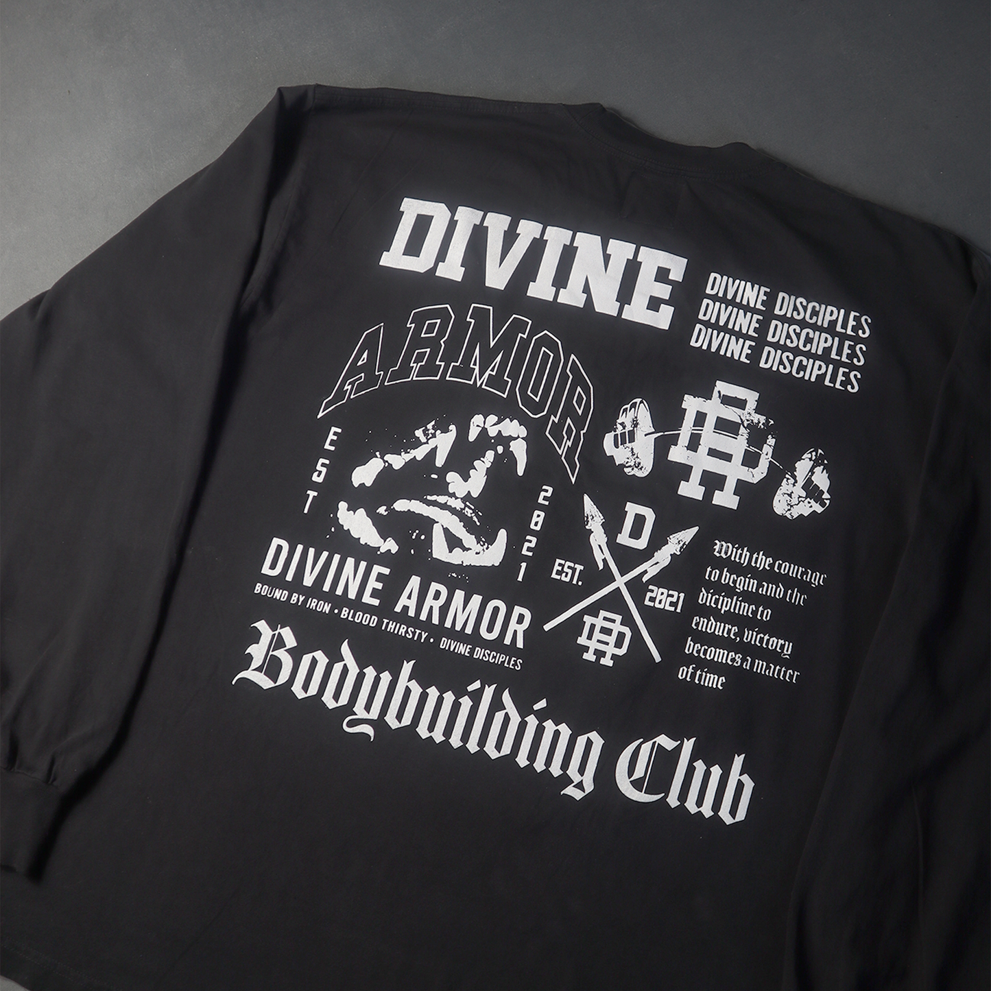 Disciples Long Sleeve T shirt in Charcoal