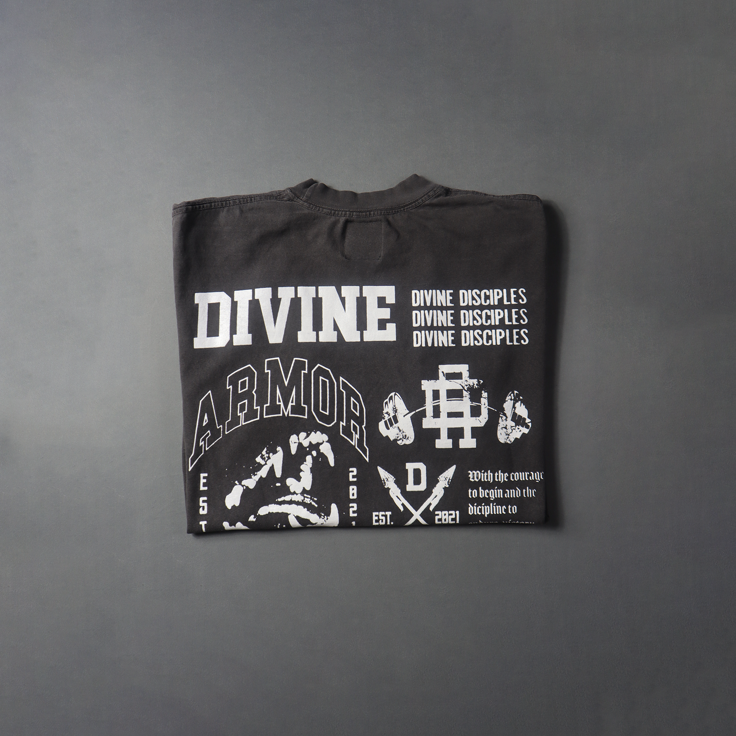 Disciples Long Sleeve T shirt in Charcoal